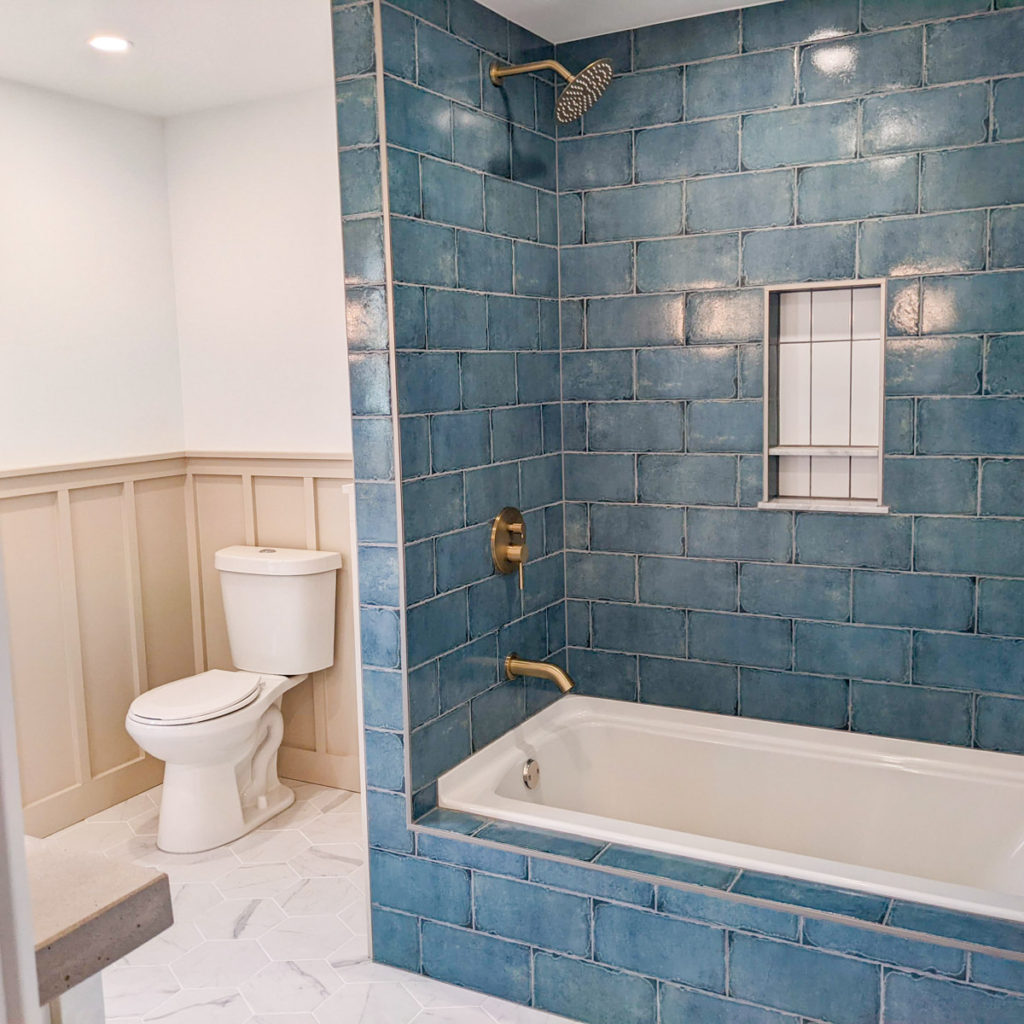 blue tile shower in east aurora