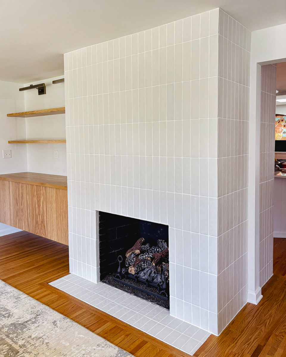 fireplace tiling vertical white tiled fireplace