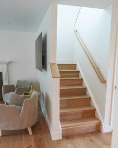 stair makeover with white oak treads