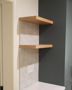 white oak floating shelves