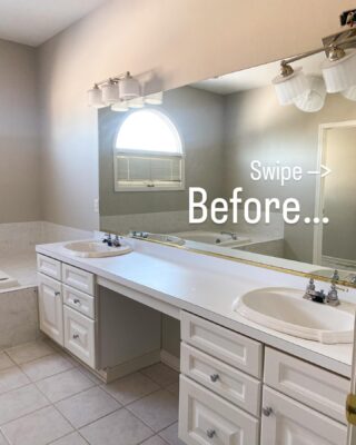 Such a cool transformation in our latest bathroom remodel project!
 
The natural stone floor, zellige shower walls and marble countertops came together so nicely it makes you want to just sit in the tub and look at it. 

#bathroomremodel #masterbath #zelligetiles